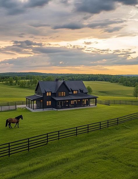 House With Land, Barn Remodel, Farm Village, Farm Pictures, Barn Style House Plans, Dream Life House, Farmhouse Barndominium, Dream Barn, Beautiful Farmhouse