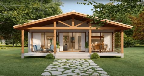 Tiny House Designed as a Vacation and Recreation Place Resort Design Plan, Unique House Plans, Modern Style House Plans, Resort Design, Small House Plan, Minimalist Life, Small Houses, Front Yard Landscaping Design, The Minimalist