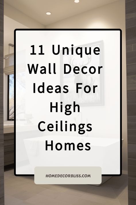 Transform your high ceilings into a stunning focal point with these 11 unique wall decor ideas. Elevate your space with creative and stylish designs that will make your home feel spacious and cozy at the same time. Whether you prefer modern, bohemian, or minimalist aesthetics, there's a wall decor idea here for every taste. Say goodbye to bare walls and hello to a space that reflects your personality and style. Harness the power of vertical space to create a visual impact in any room of your hom Art Ideas For Large Wall Living Rooms, Vaulted Ceiling Partition Wall, Large Wall Decor Living Room Vaulted Ceilings Big Windows, Large High Wall Decor Living Room, Blank Vaulted Wall Ideas, High Ceiling Entry Way Wall Decor, Large Wall Painting Ideas, How To Decorate A Tall Wall Living Room, Decorating Two Story Walls Living Room