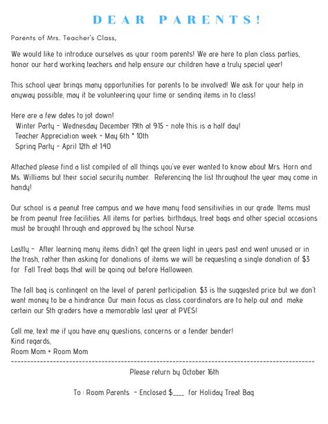 Introduction letter from room mom to class parents and Fall Treat bag/ Halloween bag letter. Money request letter. Homeroom Mom Letter To Parents, Room Parent Letter To Parents, Halloween Party Letters For Parents, Class Mom Letter To Parents, Room Parent Introduction Letter, Room Mom Introduction Letter To Parents, Room Mom Letter To Parents, Room Parent Ideas, Room Mom Ideas Classroom