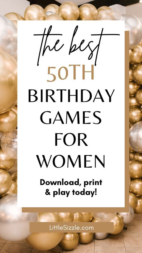 A woman's 50th birthday is a momentous milestone, deserving of a celebration that's as fun and unique as she is. Get ready to infuse laughter and joy into a 50th birthday celebration with our printable games designed specifically for a woman's 50th birthday party. Perfect for any 50th birthday party theme, from 50 and Fabulous to Elegant and Timeless. Download, print & play today! #50thbirthdaypartygames #50thbirthdaygames #50andfabulous #gamesforwomen #turning50 #50thbirthday #50thbirthdaybash Fabulous 50th Birthday Ideas For Women, 50 Birthday Party Centerpieces, 50th Birthday Party Games Turning 50, 50 Th Birthday Party Ideas For Woman, 50th Birthday Garden Party Ideas, 50th Birthday Games For Women, 50th Birthday Ideas For Women Themes Mom, Surprise 50th Birthday Ideas, 50 Birthday Party Ideas For Women Theme