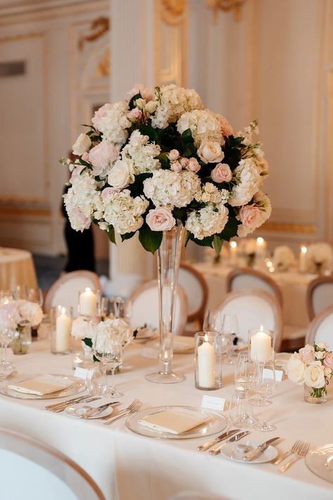 Your Wedding Stories - An Elegant London wedding  Pink and Ivory wedding | Pink and ivory elegant wedding | Luxury wedding flowers | Luxury wedding planner | Traditional wedding | London wedding | Wedding at mandarin Oriental hotel Hyde park | wedding tablescape | tall wedding centrepieces | london wedding florist | elegant pastel wedding flowers | blush pink wedding  Photographer Ami Robertson Photography  Flowers by Eve White And Blush Wedding Flowers Centerpieces, Blush Pink Table Decor, White And Light Pink Wedding, Pale Pink Wedding Theme, Pink Wedding Floral Arrangements, Wedding Flowers Blush Pink, White And Pink Wedding Flowers, Pastel Wedding Table, Blush Wedding Flowers Centerpiece