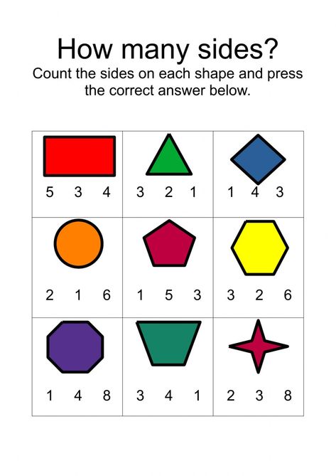 Counting Sides on Shapes worksheet 2 Dimensional Shapes Activities, How Many Sides Worksheet, Shapes Worksheet For Grade 2, Sentra Balok, 2d Shapes Worksheet, Toddler Lesson Plans, School Procedures, Free Printable Alphabet Worksheets, Worksheets For Class 1