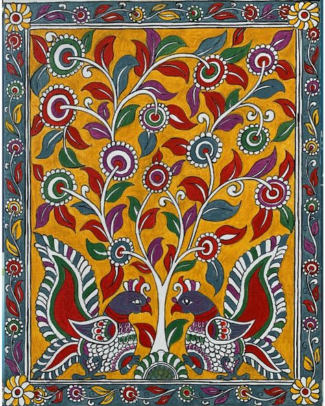 11”x16”Canvas acrylic painting Easy Kalamkari Painting, Easy Kalamkari Art, Kalamkari Painting Easy, Kalamkari Tree Painting, 50% Sale Poster Design, Kalamkari Painting Kalamkari Painting Design, Large Madhubani Paintings, Kalamkari Peacock, Painting Madhubani