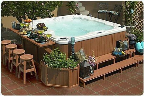 H Whirlpool Deck, Deco Spa, Ideas De Piscina, Hot Tub Landscaping, Hot Tub Surround, Hot Tub Patio, Hot Tub Designs, Outdoor Hot Tub, Hot Tub Gazebo