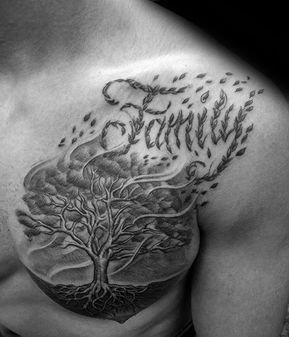 Chest Tattoo Family, Family Tree Tattoo Ideas, Tattoo Ideas Chest, Tree Tattoo Chest, Tree Tattoo Drawings, Tree Tattoo Ideas, Tree Sleeve, Tree Tattoo Men, Tattoo Tree