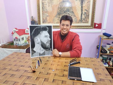 Lionel Messi Drawing, Messi Drawing, Mayank Agarwal, Drawing Step By Step, Realistic Drawing, Drawing Step, Step Drawing, Realistic Drawings, Step By Step Drawing