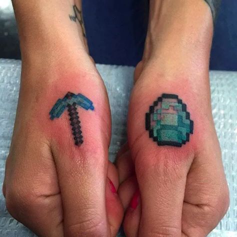 Minecraft Tattoo, Vintage Tattoo Art, Gamer Tattoos, Tattoo Skin, Gaming Tattoo, Incredible Tattoos, Matching Tattoo, Book Tattoo, Tattoo Outline