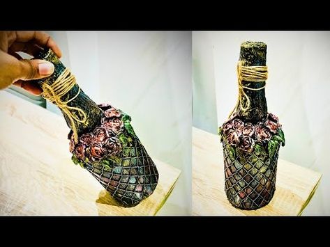 (12745) Easy glittery bottle art | air dry clay | bottle transformation - YouTube Clay On Glass Bottles, Clay Bottle, White Glue, Dry Clay, Bottle Art, Air Dry Clay, Bottle Crafts, Air Dry, Glass Bottles