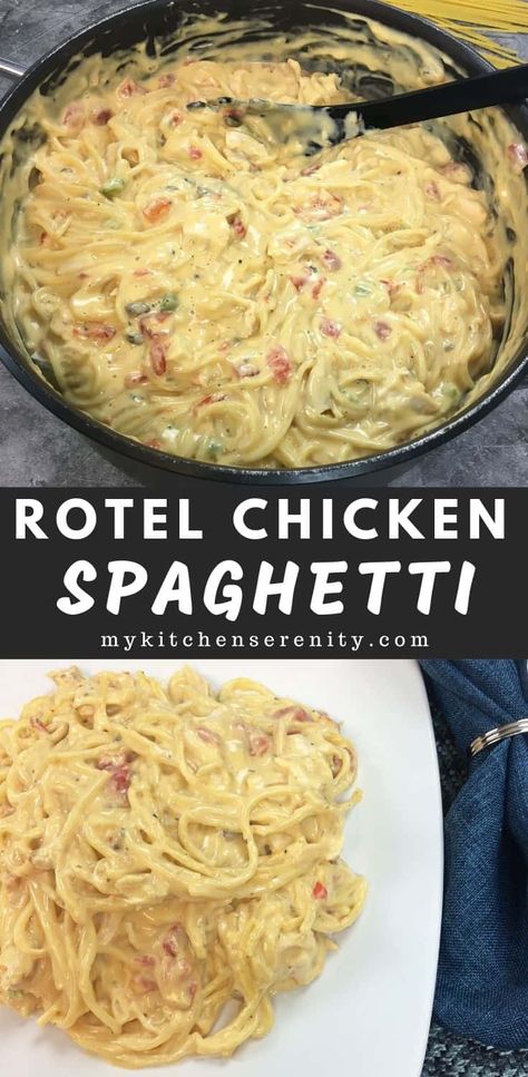 Simple Kid Friendly Dinners, Chicken Rotel, Easy Chicken Spaghetti Recipe, Rotel Chicken, Creamy Chicken Spaghetti, Rotel Chicken Spaghetti, Easy Chicken Spaghetti, Chicken Spaghetti Recipe, Chicken Soups