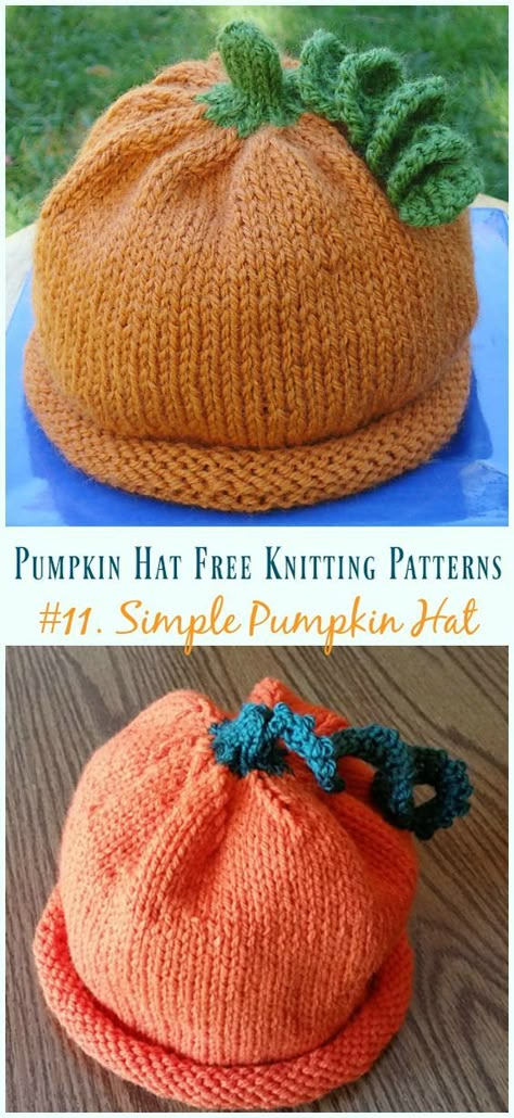 Pumpkin Baby Hat Knit Pattern, Free Pumpkin Hat Knitting Pattern, Knitted Pumpkin Hat Free Pattern, Pumpkin Hat Pattern, Addi Machine, Baby Pumpkin Hat, Baby Hats Knitting Free, Crochet Pumpkin Hat, Kids Hats Patterns