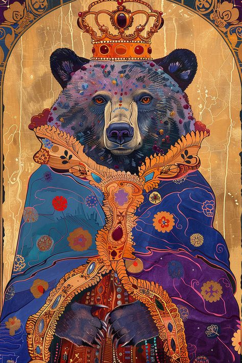 Stunning piece where the magnificence of Orthodox Christian art meets the noble spirit of the bear. Crafted in the style of a Russian icon, this regal bear symbolizes strength and protection, enveloped in the intricate patterns and rich colors of traditional Byzantine vestments. Ideal for enriching kids' wall art collections, this majestic portrayal inspires tales of valor and virtue, infusing a child's space with the timeless allure of royal heritage. Russian Heritage, Russian Icons, Orthodox Christianity, Kids Wall Art, Great Paintings, Wall Patterns, The Bear, Rich Colors, Christian Art