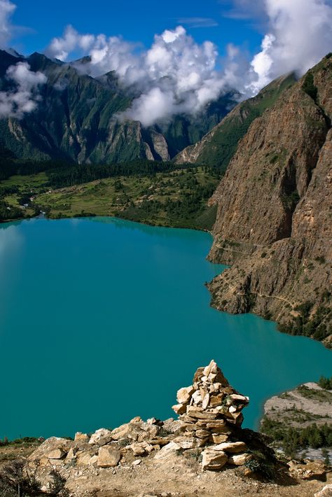 Phoksumdo lake and Ringmo village, Karnali, Nepal Trekking Nepal, Crystal Mountain, Landlocked Country, Future Travel, South Asia, Asia Travel, Nature Lovers, Southeast Asia, Maldives