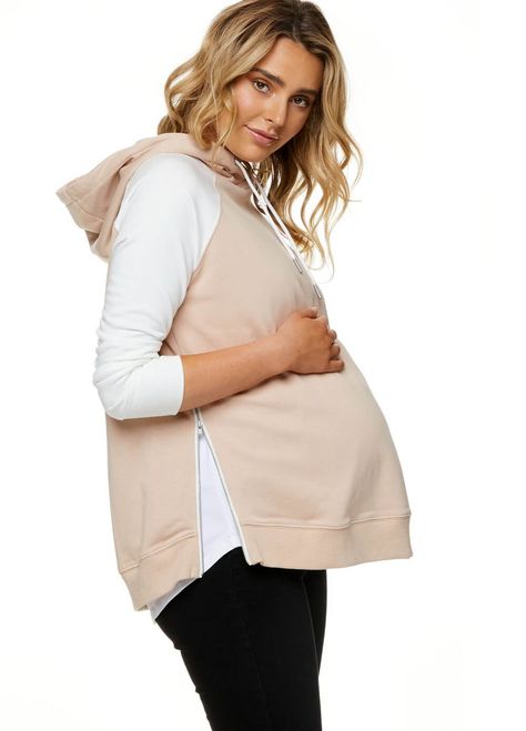 Bae - Momentous Raglan Sleeve Hoodie Sweatshirt Pregnant Outfit, Maternity Shirt Pattern, Maternity Tracksuit, Cute Maternity Sweaters, Autumn Maternity, Maternity Hoodie, Nursing Sweater, Maternity Pads, Clothes For Pregnant Women