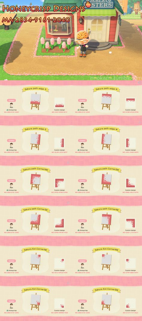 Cherry Blossom Path Animal Crossing, Acnh Cherry Blossom Ideas, Acnh Cherry Blossom Path, Acnh Cherry Blossom Code, Acnh Cherry Blossom Path Designs, Acnh Sakura Code, Acnh Border, Acnh Cherry Blossom, Animal Crossing Cherry