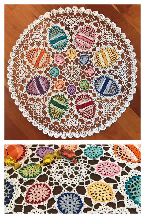 Easter Doily Free Crochet Patterns - DIY Magazine Free Doily Patterns, Easter Crochet Patterns Free, Crochet Placemat Patterns, Free Crochet Doily Patterns, Crochet Placemats, Crochet Heart Pattern, Crochet Dollies, Crochet Coaster Pattern, Easter Crochet Patterns