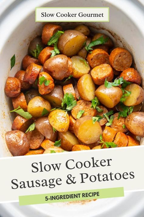 Crockpot Sausage And Potatoes, Sausage Crockpot Recipes, Hamburger Casseroles, Sausage Slow Cooker, Beef Sausage Recipes, Slow Cooker Sausage, Casseroles Recipes, Sausage And Potatoes, Sausage Crockpot