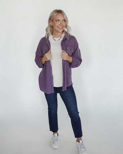 Add a little bit of color to your fall wardrobe with this purple shacket! 🤩💜 Purple Shacket, Fall Wardrobe, Wardrobe, Purple, Quick Saves, Color