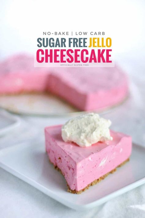 No-Bake Sugar Free Jello Cheesecake | Low Carb Cheesecake Recipe Jello Cheesecake, Dolce Poche Calorie, Low Carb Cheesecake Recipe, Jello Dessert Recipes, Sugar Free Jello, Sugar Free Cheesecake, Raw Nuts, Jello Desserts, Low Carb Cheesecake