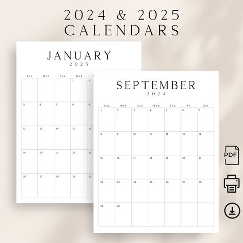 2024 2025 Calendar Printable 2024 2025 Planner Vertical Sunday & Monday Start LUXE Calendar Portr... planner2025 #plannerdividersprintablefree #2025. Wall Calendar Design, Vertical Calendar, Student Planner Printable, Planner Setup, Planner Vertical, Mom Planner, Planner Dividers, Monthly Calendars, Landscape Horizontal