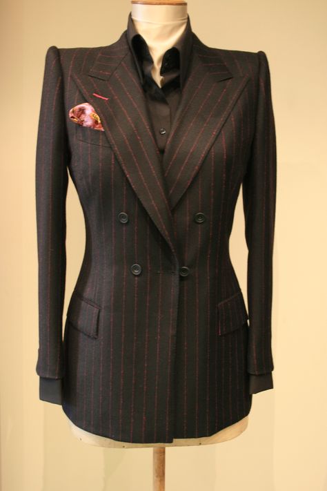 Womens' Wrap Over Jacket made by Maurice Sedwell Ultra Bespoke tailors on Savile Row.  #fashion #businesswear #luxury #tailoring #SavileRow #MauriceSedwell #womenstailoring Female Tailored Suit, Tailored Womens Suits, Womens Tailoring, Savile Row Suit, Womens Suit Jacket, Womens Tailored Suit, Row Fashion, Tailor Made Suits, Tailored Fashion