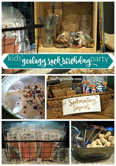 How to throw an awesome geology rock birthday party for kids! Geology Birthday Party, Mining Birthday Party, Rock Birthday Party, Mining Party, Rock Birthday, Pilgrim Life, Science Birthday, Kid Parties, Geology Rocks