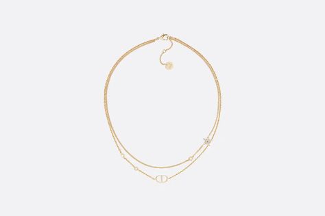 Petit CD Double Necklace Gold-Finish Metal and White Crystals | DIOR Dior Triangle Necklace, Christian Dior Necklace, Dior Silver Necklace, Dior Pendant Necklace, Dior Petit Cd Double Necklace, Dior Gold Necklace, Dior Necklace, Double Necklace, Dior Jewelry