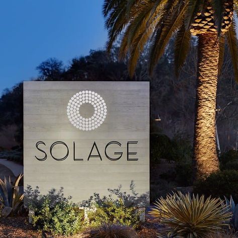 Custom Fabricated Solage Sign by Concreteworks seen at Solage, Auberge Resorts Collection, Calistoga | Wescover Turn heads and attract customers with a stunning logo designed just for you. Backlit Logo, Monument Signage, Pylon Signage, Entrance Signage, Hotel Signage, Architectural Signage, Monument Signs, Entry Signs, Entrance Gates Design