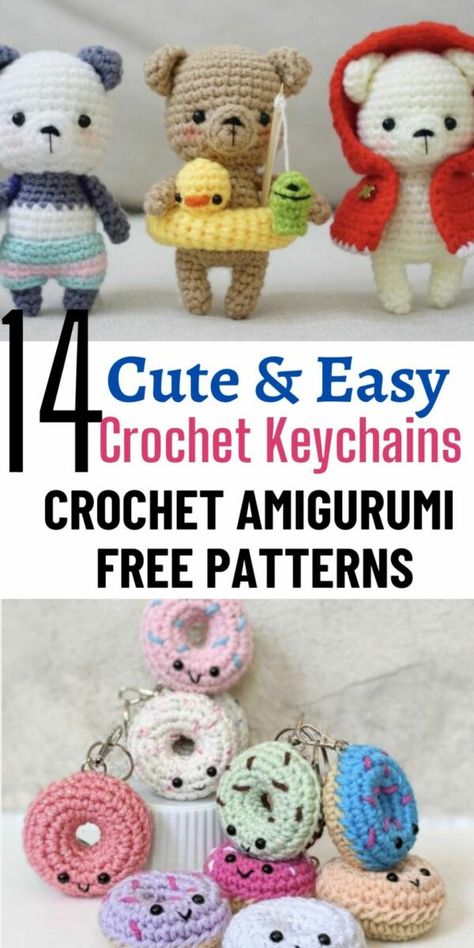 This round up for the 14 best free amigurumi crochet keychain patterns is perfect for beginners. They are small, easy, and cute ideas anyone will love. Whether you love mini animals or mini food as keychains, you will find a mix of everything in this roundup. Crochet Keyring Free Pattern, Small Crochet Gifts, Crochet Project Free, Relaxation Spa, Cozy Crochet Patterns, Quick Crochet Patterns, Crochet Keychain Pattern, Easy Crochet Projects, Crochet Animals Free Patterns