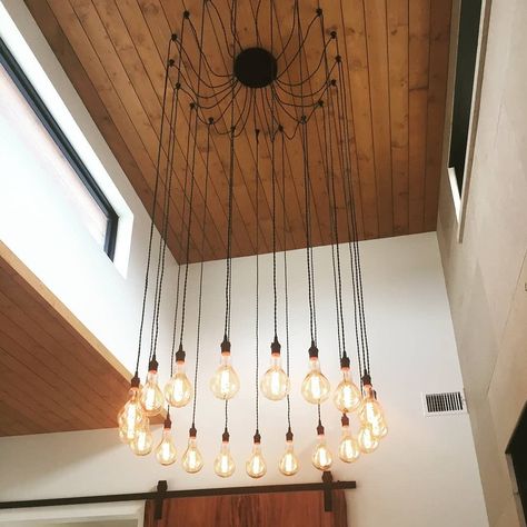 Custom spider chandelier featuring 19 bulbs that I made for a client in Texas. . #modernlighting #modernranch #contemporarylighting #modernhome Large Chandelier High Ceilings, Chandeliers Diy, Lamp Interior Design, Spider Chandelier, Chandelier Bar, Country Bedroom Furniture, Bar Lamp, Spider Light, Modern Pendant Lighting