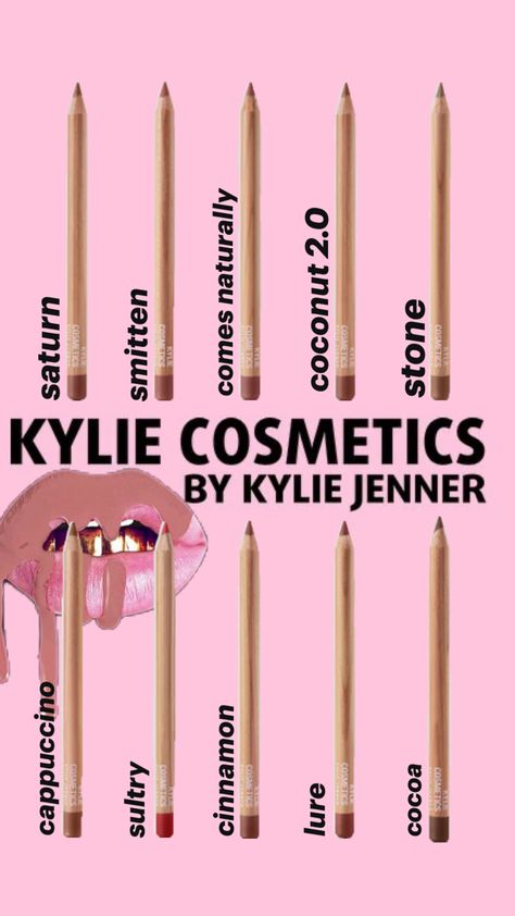 collage of 10 lip liners by kylie cosmetics Lip Liner Brown, Pink Lip Liner, Red Lip Liner, Nude Lip Liner, Brown Lip Liner, Must Have Makeup, Makeup Ulta, Ulta Makeup, Kylie Lips