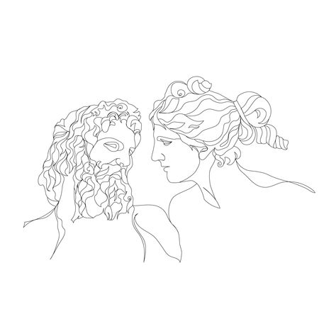 Goddess Line Art, Greek God And Goddess, Greek Artwork, Line Art Tattoo, God And Goddess, Line Art Printable, Sky Art Painting, Ancient Greek Gods, Greek Gods And Goddesses