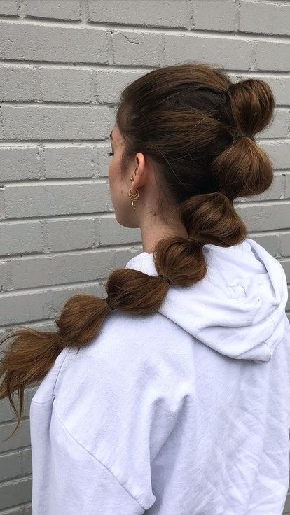 High Ponytail With Bubble Braid, High Bubble Braid Ponytail, Bubble Hair Ponytail, Ponytail Hairstyles Bubble Braid, Prom Hairstyles Bubble Braid, Bubble Plaits, High Bubble Braid, Bubble Braid Half Up Half Down, Cute Bubble Braid Hairstyles