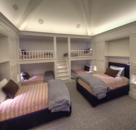 Many Beds In One Room, Bedroom With 4 Beds, Bedroom For Multiple People, Three Person Bedroom, Two Rooms In One Bedroom, Multiple Beds In One Room, 6 Bunk Beds, Bedroom 3 Beds, Room With Two Beds