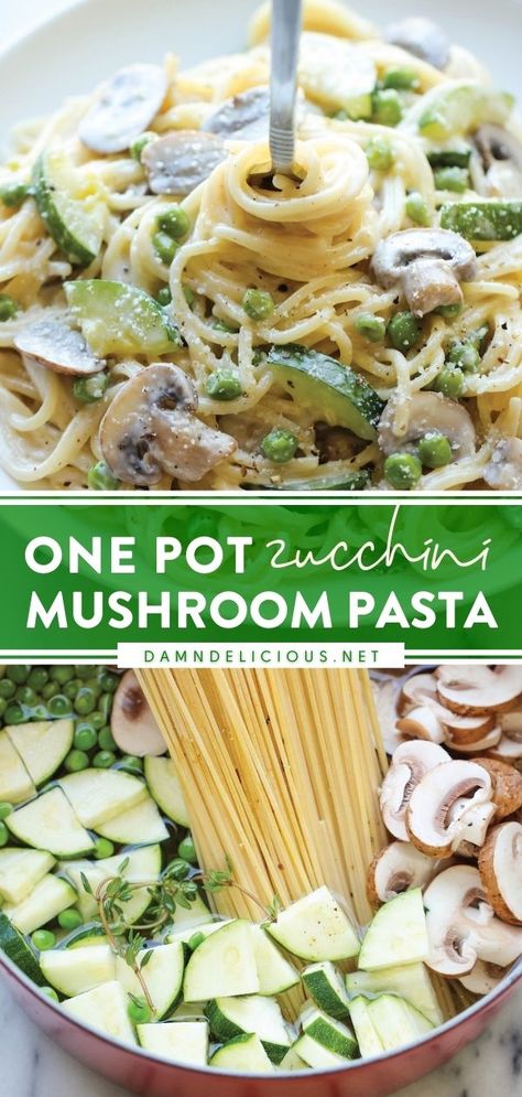 ONE POT ZUCCHINI MUSHROOM PASTA Pasta With No Cook Zucchini Sauce, Recipes With Zucchini And Mushrooms, Creamy Mushroom Zucchini Pasta, Veggie Fettucini Pasta, Mushroom And Zucchini Recipes, Zucchini Mushroom Recipes, Zucchini And Mushroom Recipes, Pasta With Zucchini And Mushrooms, Zucchini Mushroom Pasta