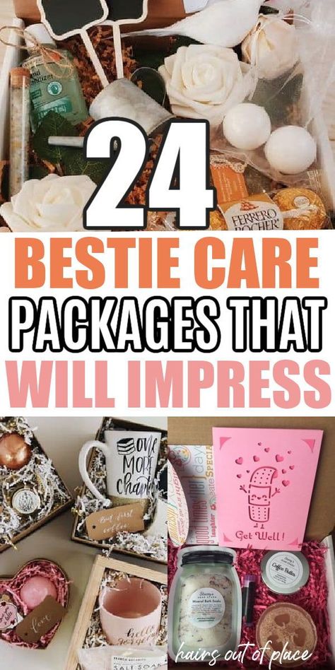 Finding friend care package ideas is one of the best ways to gift your friends and let them know you’re thinking of them! Here are 24 adorable and affordable fun friend care package ideas that are easy and convenient. Friendship Care Package Ideas, Feel Better Box Care Packages, Birthday Packaging Ideas, Female Care Package Ideas, Mini Care Package Ideas, Sick Care Package Friends, Bestie Care Packages, Bff Care Package Ideas, Miss You Box Care Packages