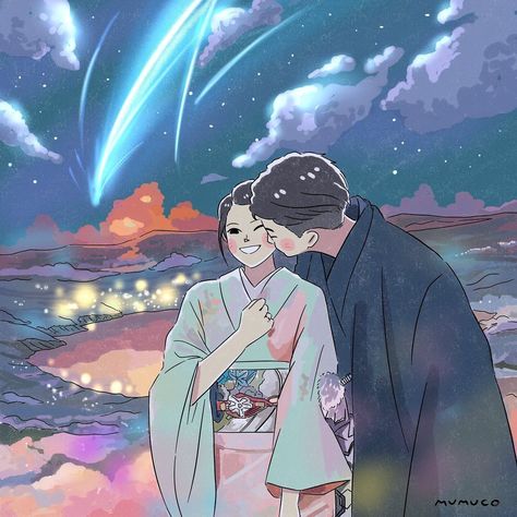 mumuco on Instagram: ““I wanted to tell you that… Wherever you may end up in this world, I will be searching for you.” – Taki Tachibana commissioned artwork…” Mumuco Art, Taki Tachibana, Commissioned Artwork, This World, Sunrise Sunset, To Tell, Anime, On Instagram, Quick Saves