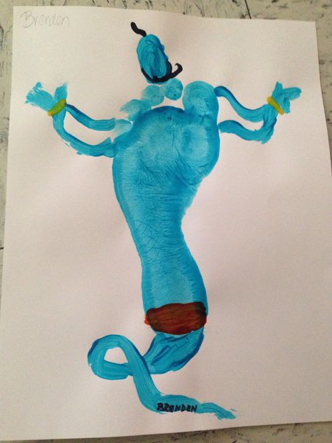 Aladdin Activities For Kids, Aladdin Crafts, Disney Footprint Art, Disney Handprint Art, Baby Alphabet Book, Newborn Crafts, Disney Crafts For Kids, Aladdin Art, Baby Footprint Crafts