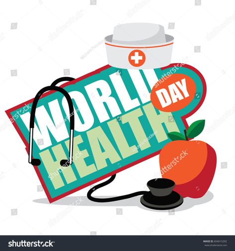 World Health Day apple, nurse hat and stethoscope icon. Flat design. IEPS 10 vector. #Ad , #affiliate, #apple#nurse#hat#World World Health Day, Nurse Hat, Health Day, Infographic Templates, Flat Design, Royalty Free Stock Photos, Health, Hats, 10 Things