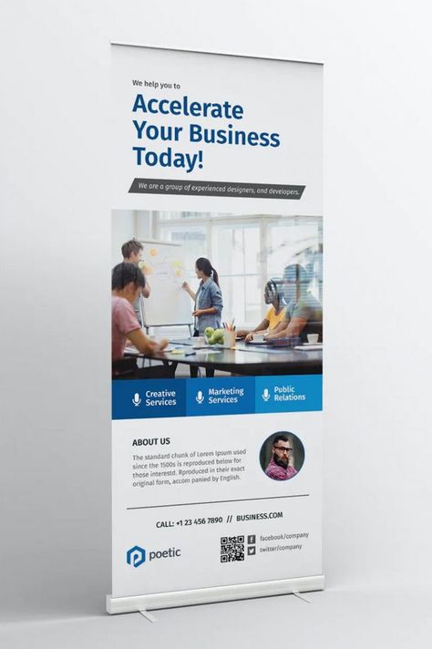 Corporate Business Roll-up Banner PSD Design Rollup Design, Standing Banner Design, Rollup Banner Design, Point Of Purchase Display Advertising, Roll Banner, Standee Design, Roll Up Design, Rollup Banner, Roll Up Banner