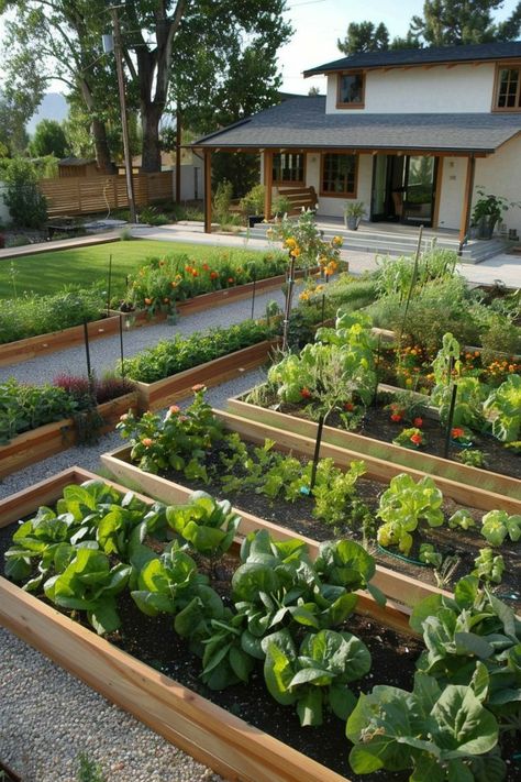 Vegetable Garden Design Backyard, Vegetable Garden Design Layout, Home Vegetable Garden Design, Above Ground Garden, Dream Backyard Garden, Garden Layout Ideas, Peaceful Garden, Backyard Garden Layout, Small Vegetable Gardens