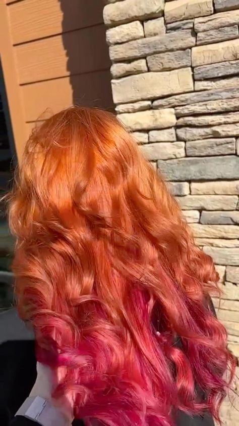 Red Hair Dye Colors, Orange Hair Dye, Ginger Hair Dyed, Pink And Orange Hair, Peekaboo Hair Colors, Light Purple Hair, Pink Ombre Hair, Magenta Hair, Hair Color Orange