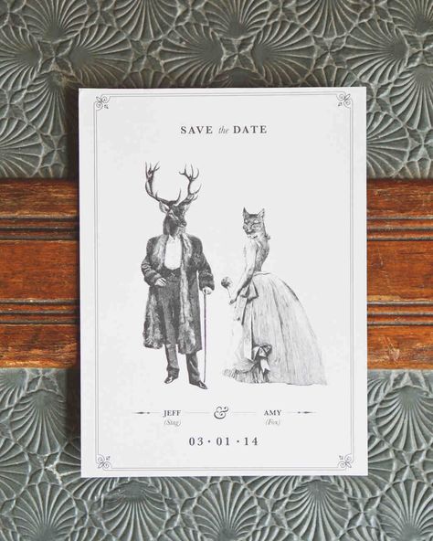 Animal Wedding Invitations, Wedding Ides, Animal Caricature, Unique Save The Dates, Diva Design, Modern Save The Dates, Pink Envelopes, Party Pants, Save The Date Card