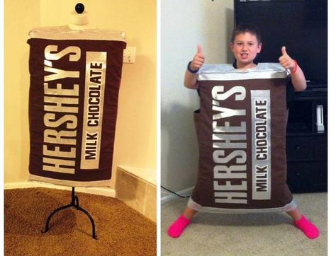 The sweetest HERSHEY BAR ever!!! Diy Hershey Bar Costume, Chocolate Bar Costume, Hershey Kiss Costume Women, Hershey Bar Costume, Diy Giant Hershey Kiss Decoration, Hershey Park Halloween, Family Costumes Diy, Kid Halloween, Costumes Diy