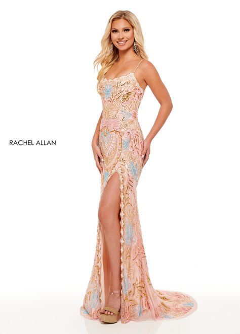 Pastel Prom Dress, Colorful Prom Dresses, Elegant Long Dresses, Summer Prom Dress, Rachel Allan Prom Dresses, Flower Prom Dress, Prom Look, Floral Prom Dresses, Trendy Prom Dresses