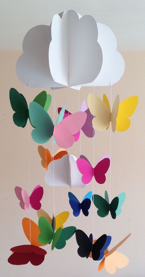 Vika Papper Jul, Crib Nursery, Butterfly Mobile, Mothers Day Crafts For Kids, Paper Butterfly, Paper Towel Roll Crafts, Nursery Mobile, Paper Crafts Diy Tutorials, Paper Crafts Diy Kids