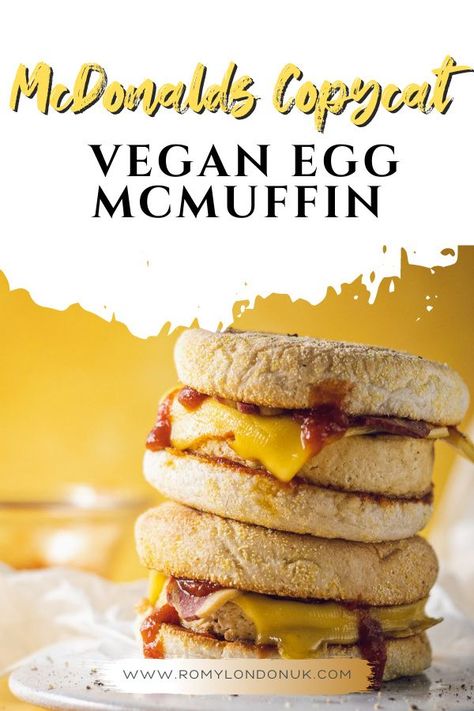 Vegan English Muffin Sandwich, Tofu Egg Patty, Healthy Egg Mcmuffin, Vegan Egg Mcmuffin, Vegan English Muffins, Egg Mcmuffin Recipe, Vegan Mcdonalds, Mcdonald’s Egg Mcmuffin, Mcdonalds Recipes