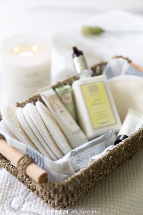 Welcoming guests starts with the guest room but is so much more. Here are 5 ways to prepare your home for overnight guests. Guest Bath Must Haves, Hosting Weekend Guests, Guest Welcome Tray, Guest Room Checklist, Overnight Guest Basket, Guest Room Toiletry Basket, Guest Bedroom Set Up, Guest Basket Ideas Overnight, Guest Welcome Basket Ideas