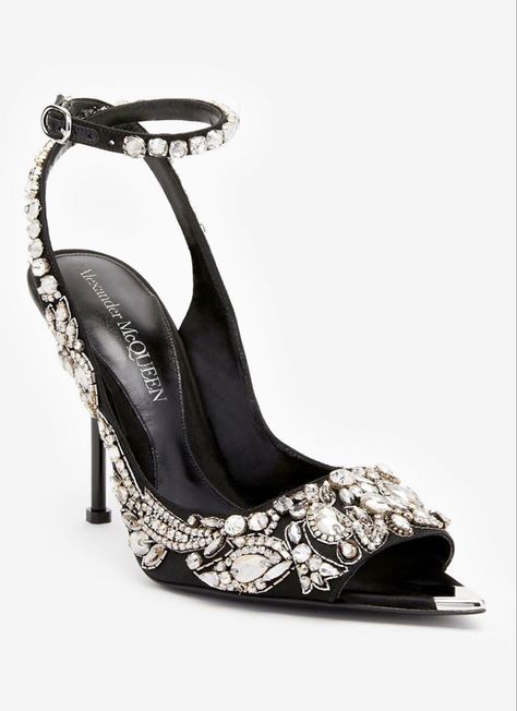 Alexander McQueen Kaia Rose, Alexandra Mcqueen, Dream Heels, Goth Wardrobe, Alt Wedding, Jimmy Choo Bridal, Aquazzura Heels, Jeweled Shoes, Alexander Mcqueen Shoes