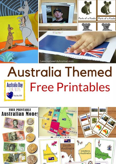 Australia Themed Free Printables. - Montessori Nature Australia For Kids, Australia Crafts, Free Printables For Kids, Montessori Geography, Geography For Kids, Country Studies, Homeschool Geography, World Thinking Day, Fun Organization